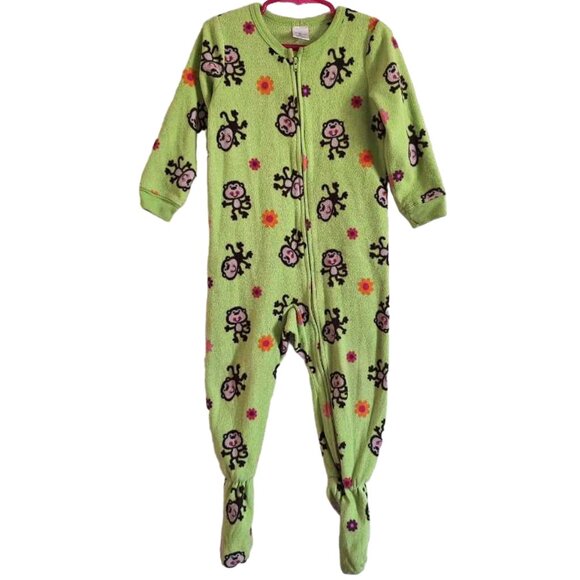 Toddler Size 3T Girls Monkey Pajamas, Footed Pjs, Jumping Beans - Picture 8 of 10